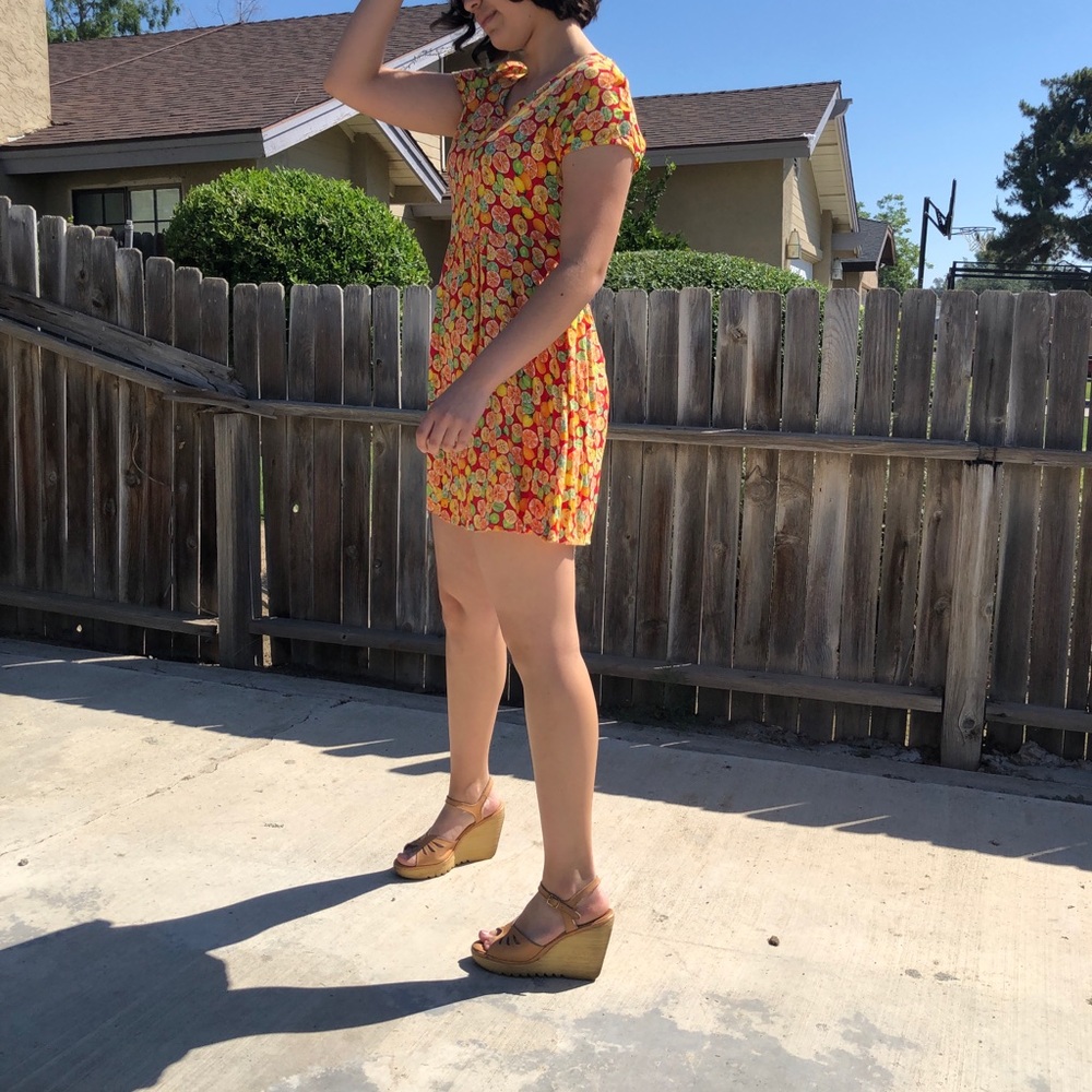 90s Vintage Fruit Print Babydoll Dress